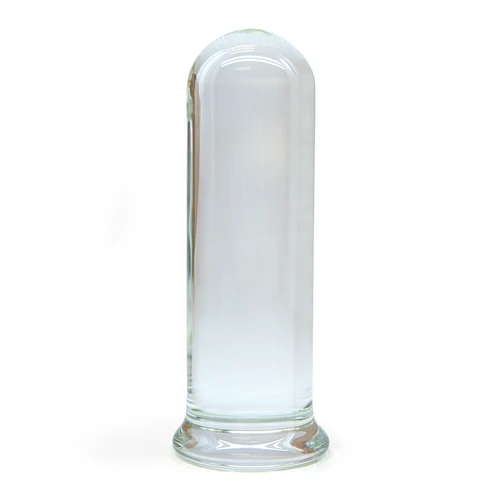Take as much as you can handle with this supersized super-smooth glass butt plug. Boasting almost 6 inches in circumference, this babe gives you all you can handle - and more - for lip-biting stretching.