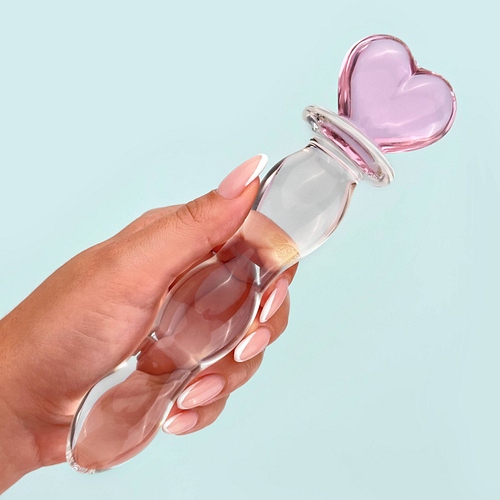 Pink heart glass dildo