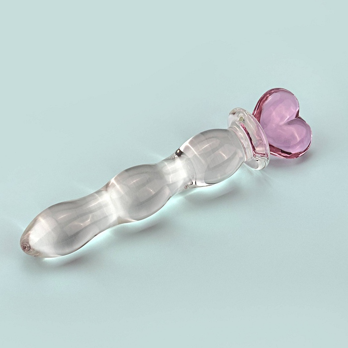 Product: Pink heart glass dildo