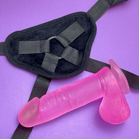 Soft touch harness and 8" dildo set