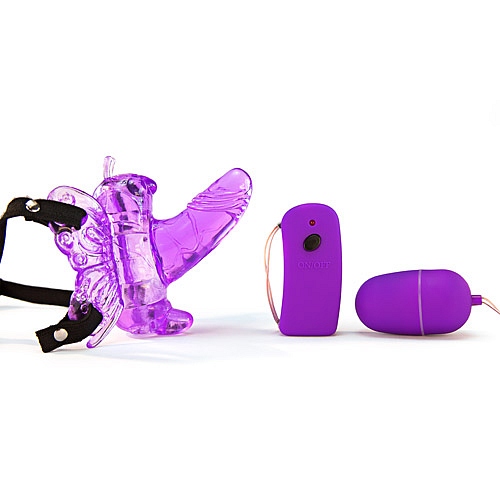 Product: Remote control butterfly strap-on vibrator