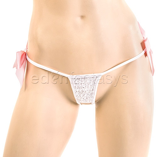 Product: White and pink crotchless g-string