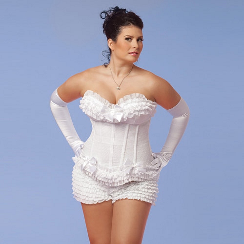 Product: Polka dot mesh corset white