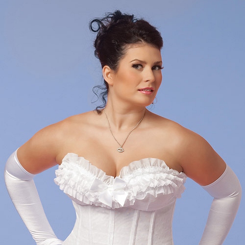 Product: Polka dot mesh corset white