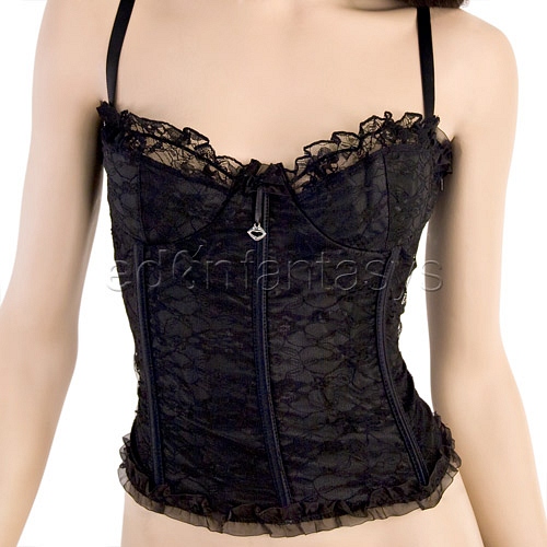 Product: Black satin and lace bustier