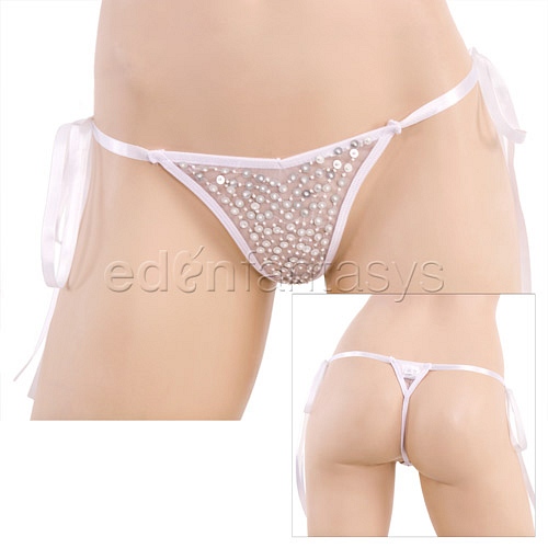 Product: White beaded mesh g-string