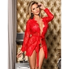 Hot red lace robe View #1