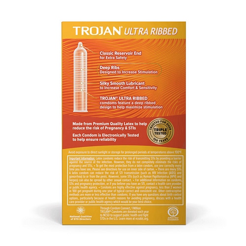 Product: Trojan ultra ribbed lubricated condoms