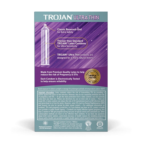 Product: Trojan ultra thin lubricated condoms