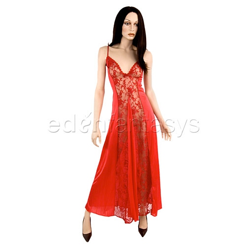 Product: Red satin and lace gown