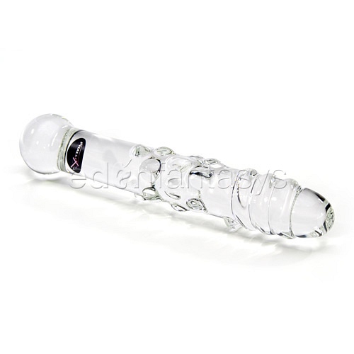 Product: Clear spiral glass dildo with bumps probe