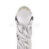 Swirl ribbed glass dildo with curved G-spot head View #3