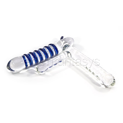 Product: Double penetration glass dildo gun