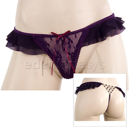 Product: Ruffle mesh panty with rhinestone net back