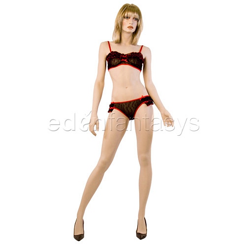 Product: Flocked heart ruffle bra set