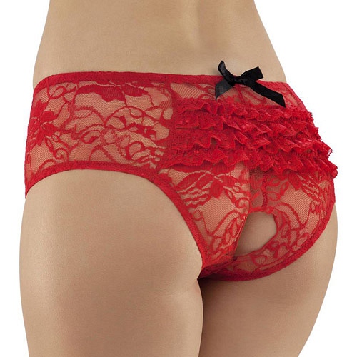 Product: Crotchless lace ruffle back knickers