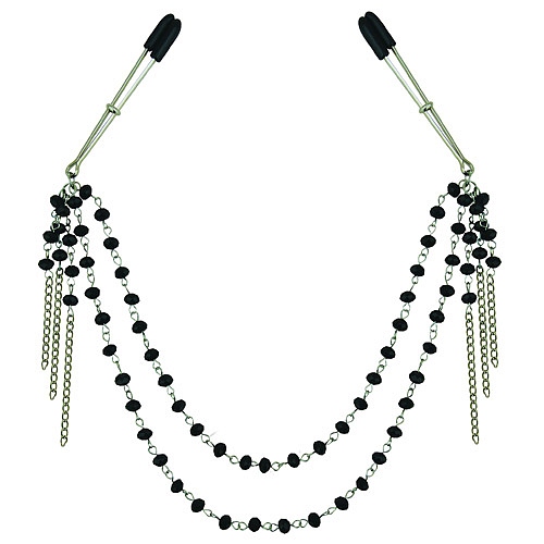 Product: Midnight black jeweled nipple clips