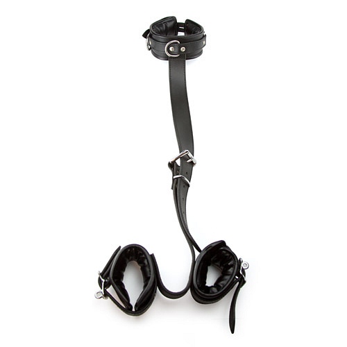 Product: Heavy duty leather neck to wrists restraint set