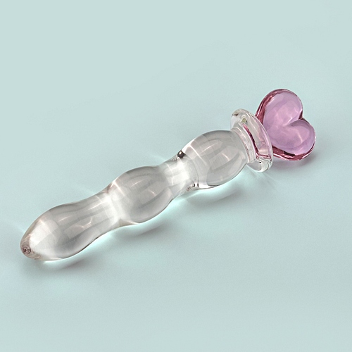 Pink heart glass dildo