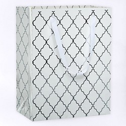 Silver diamond grid tote