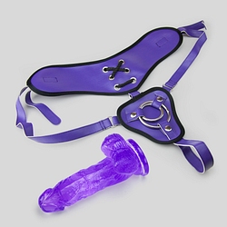 Wide back vegan harness and 6" dildo set
