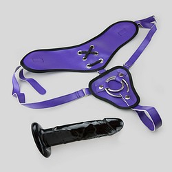 Wide back vegan harness and 8" dildo set