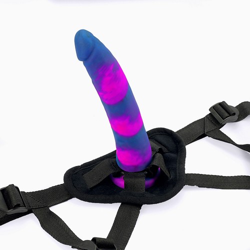 Soft touch harness and 8" silicone dildo set