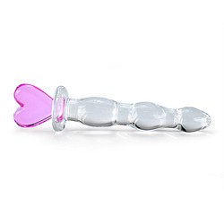 Pink heart glass dildo