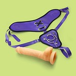 Wide back vegan harness and 7" silicone dildo set