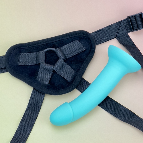 Soft touch harness and 6.5" dildo set