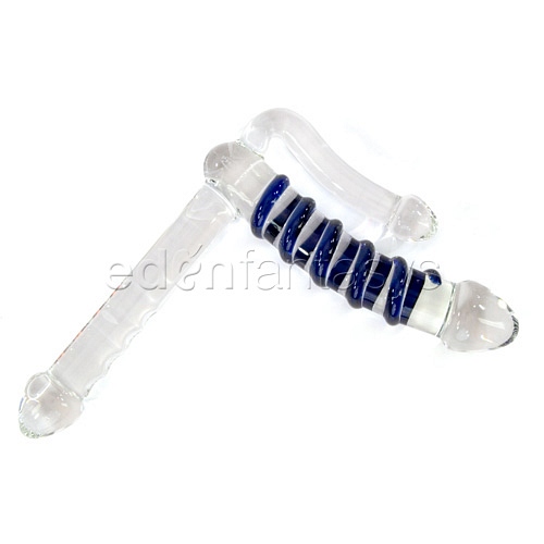 Product: Reversed double penetration glass dildo gun