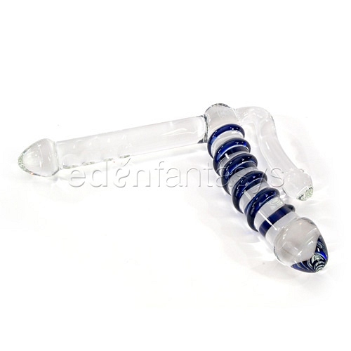 Product: Reversed double penetration glass dildo gun