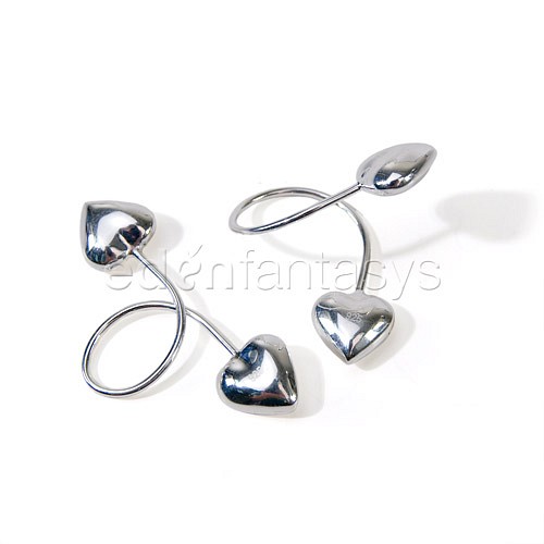 Silver heart loop nipple rings - Body jewelry and sensual wear